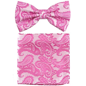Nuevo juego formal de pajarita y hankie hankie cachemira fucsia baile de graduación - Imagen 1 de 3