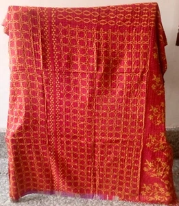 Vintage Kantha Throw Quilt Bedspread Indien Reversible Blanket Quilt Coverlet - Picture 1 of 2