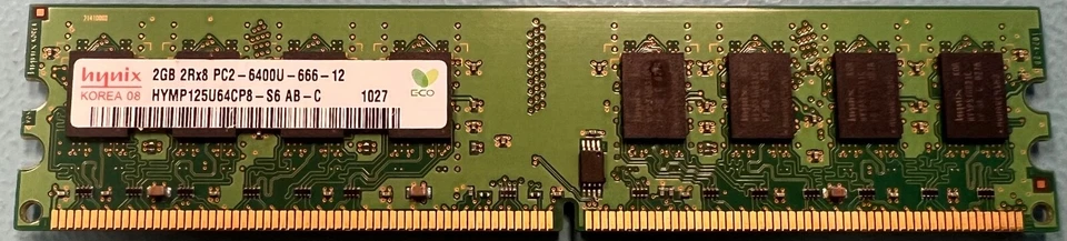 Sk Hynix HYMP125U64CP8-S6 2GB DDR2-800Mhz PC2-6400 DIMM Desktop Memory RAM - Image 1 of 1