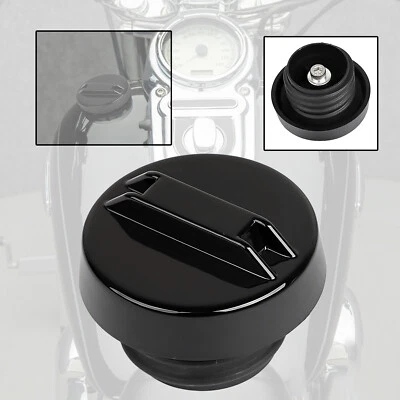 Black Fuel Oil Gas Tank Cap For Harley Road King Breakout Heritage Softail FLSTC Foto 1 de 4