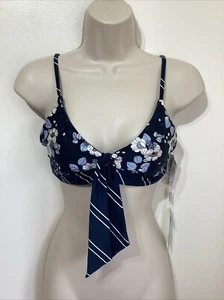 Seafolly Navy Blue Floral Print Triangle Bra Bikini Bralette Top 12 Splendour - Picture 1 of 7