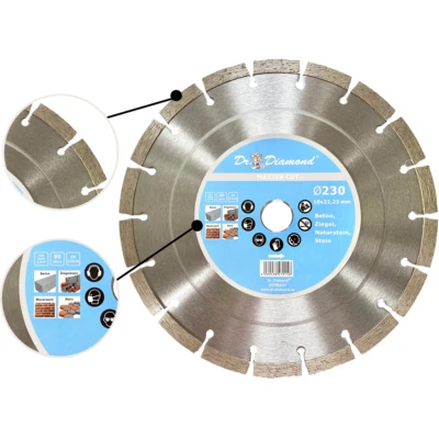 DR. DIAMOND Diamanttrennscheibe 125 230 mm Beton Ziegel Stein mit 10 mm Profi Diamantsegment