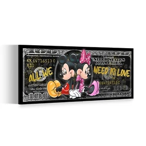 Cuadro 100 dólares Minnie y Mickey, cómic, All We Need Is Love - Imagen 1 de 7