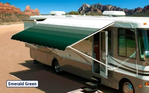 RV Awning Replacement fabric canopy, 11' Emerald Green w/Wht W/G (Fabric:10'2") - Picture 1 of 1