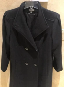 Karen Black Double Breasted 100% Wool Long Overcoat Women's Size 6 NEW! - Picture 1 of 11