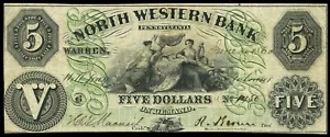 Warren Pennsylvania North Western Bank 5 $ 14. Juni 1860 Haxby-PA670G8a - Bild 1 von 3