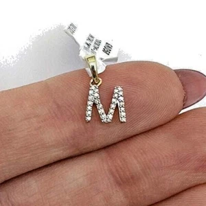 .03CTW Natural Diamond 10K Yellow Gold Initial Letter Pendant - Picture 1 of 4