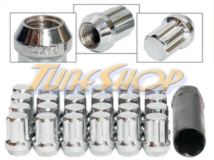 24 DUPLEX 7 SPLINE WHEEL LOCK LUG NUTS KEY 14X1.5 M14 1.5 ACORN CLOSE END CHROME - Picture 1 of 2