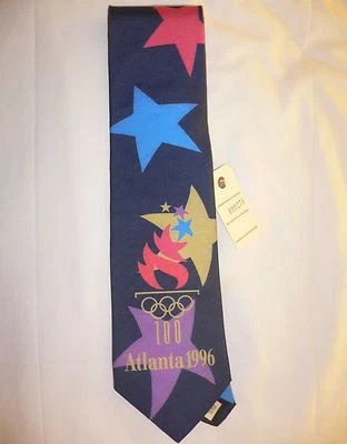 Corbata deportiva RM de los Juegos Olímpicos de Atlanta Collection 1996 con estrellas olímpicas ¡RARA! Foto 1 de 3