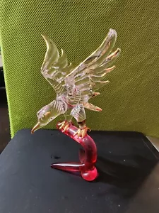 GLASS EAGLE HAND BLOWN Open Wings On FIGURINE STATUE - Picture 1 of 5