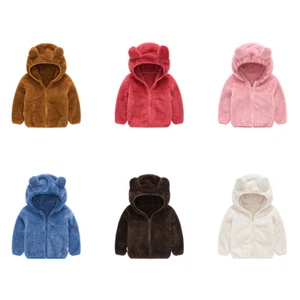 Kids Baby Boys Girls Fall/Winter Hooded Coat Toddler Faux Fur Jacket Outwear - Picture 1 of 24