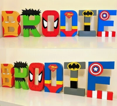 Childrens personalised letters name. Avengers Marvel superhero boys batman gift - Image 1 of 4