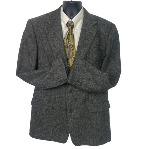 Blazer cappotto sportivo lana Burberrys vintage nero tweed 2 bottoni giacca uomo 42L