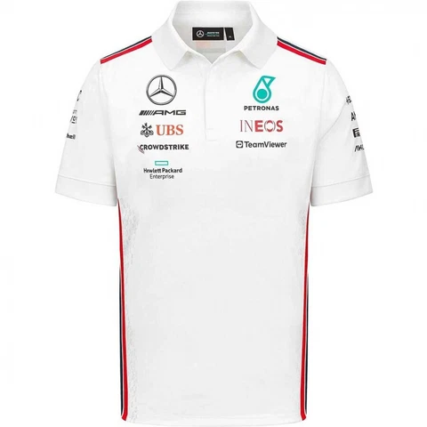 Mercedes AMG Petronas F1 Team White Polo Shirt 2023 Cover