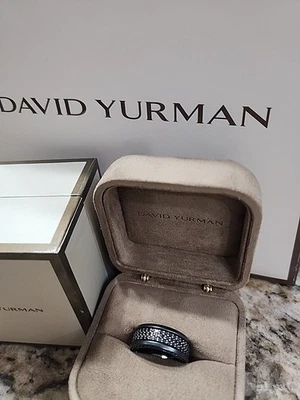 Anillo David Yurman Streamline Pave 3 filas titanio negro con diamantes negros: talla 9 Foto 1 de 3