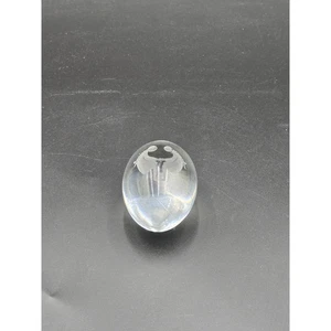 Ancien presse-papier oeuf en verre cristal gravé jumeau fille Ekenas Suède - Photo 1/6