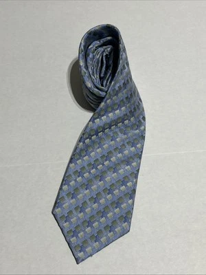 John Ashford Grey Geometric Tie 59" x 4" Executive Style Handmade Polyester - Image 1 of 4