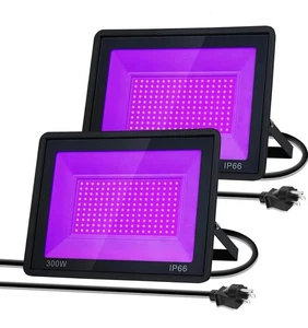 2 Pack 300W LED Black Light, Outdoor Blacklight Flood Light with Plug, IP66 - Picture 1 of 12