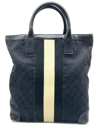 Auténtico Bolso de Mano Gucci GG Lona Cuero Línea Jerez Negro 002.1093 NS111076 Foto 1 de 4