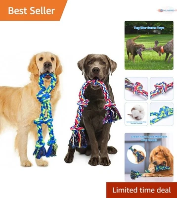 Heavy Duty Cotton Dog Rope Toys 27in Indoor Outdoor Chewers Teeth Cleaning - Image 1 of 4