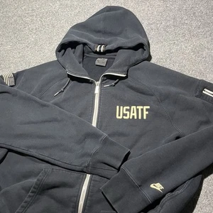 Nike Hoodie Mens XL USATF Olympic Track Field Black Full Zip Sweatshirt USA - Picture 1 of 12
