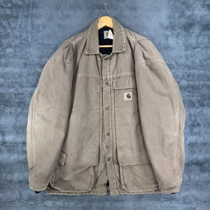 Vintage Carhartt CQ5521 USA Duck Quilted Lined Button Coat Jacket - Men's Large - Picture 1 of 6