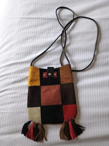 Vintage Boho 70s colourful Suede Cross body Festival Bag by PACCO Australia - Picture 1 of 6