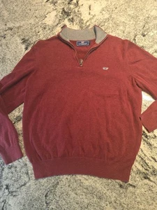 Vineyard Vines Red 1/4 Zip Pullover Red Marion Sweater Size  Small Cotton F93 - Picture 1 of 12