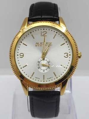 August Steiner Gold Tone Leather Mens Watch AS8020YG Swiss Quartz 3 ATM WR - image 1 of 4