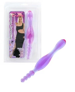 stimolatore fallo doppio fallo anale vaginale dildo morbido con palline viola - Foto 1 di 2