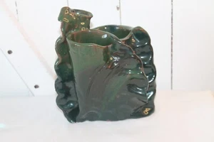 Unique Art Pottery Studio Handmade Vase Red Clay Green Textured Vase 7" - Imagen 1 de 8