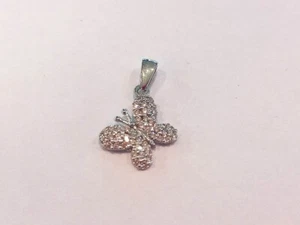 Ciondolo pendente farfalla donna/ragazzoro bianco 18 kt 750% con zirconi bianchi - Foto 1 di 4