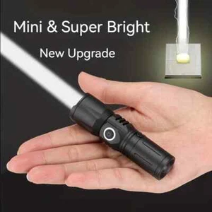 2pc Rechargeable Lighting Mini Flashlight Zoomable Portable Pocket Torch - Picture 1 of 6