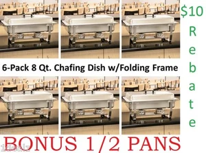 Paquete de 6 platos de tamaño completo 8 Qt. Platos de fricción inoxidable Marcos plegables Reembolso + 1/2 sartenes - Imagen 1 de 10