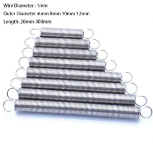 Stainless Steel Extension Spring, 1mm Dia, Hooks, High Tension, Durable - Picture 1 of 6