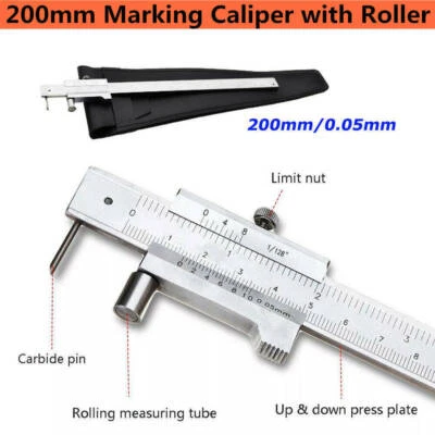 Parallel Anreiss Messschieber Anreißmessschieber Streichmaß mit Rolle 200mm