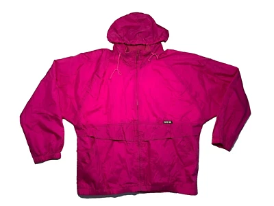 CHAQUETA CORTAVIENTOS De Colección Años 90 PACIFIC TRAIL Rosa Caliente Nylon Caminata Abrigo de Lluvia Mujeres XL Foto 1 de 4