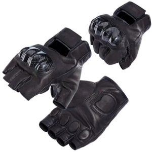 Hombres Motocicleta Cuero Sin Dedos Medio Dedo Motociclista Guantes Duros Nudillos Gel Palma - Imagen 1 de 13