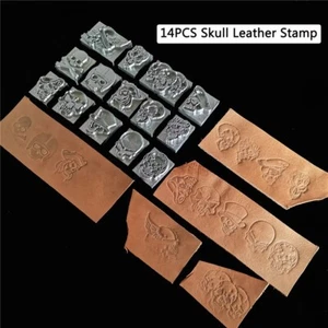 14Pcs Skull Leather Stamps Set Aluminum Alloy Embossing Hot Logo Stamping Molds - Picture 1 of 6