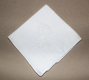 Pañuelo vintage para damas pañuelo blanco emb flores blancas 10” x 10” ¡Bonito! - Imagen 1 de 6