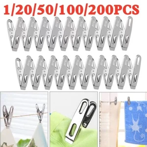 Große Edelstahl Wäscheklammern Aufhängung Klammern Winddicht Clips Wäschehaken - Bild 1 von 20