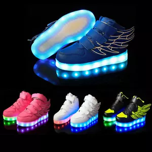 Kinder Mädchen Jungen Mode Led Sneakers Schuhe LED Blinkschuhe Flügel Tanzschuhe - Bild 1 von 14
