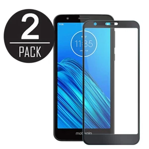 2X Pack Full Coverage Tempered Glass Screen Protector for Motorola Moto E6 - Picture 1 of 3