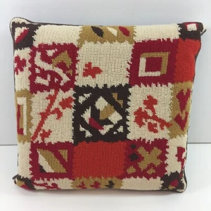 Vintage handgefertigtes Nadelkissen Wohnkultur braun gelb orange Blumen 13 Zoll - Bild 1 von 7