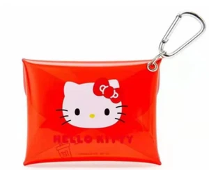 JAPAN Sanrio Hello Kitty Cat RED Key Ring Clip Snap Clear Coin Pouch Bag Purse - Picture 1 of 3