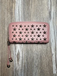Jimmy Choo Philippa Pink Leather Long Star Studs Wallet Clutch Full Zip - Picture 1 of 13