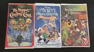 Vintage Disney Christmas VHS Tapes Jimmy Cricket, Mickey & Muppets GUC Lot Of 3 - Foto 1 di 15