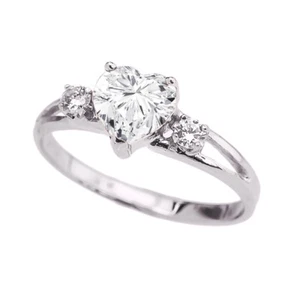White Gold Cubic Zirconia Heart Proposal/Promise Ring - Picture 1 of 1