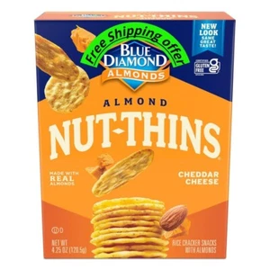 Blue Diamond Almonds Nut Thins Cheddar Cheese Gluten Free Cracker Crisps, 4.25 O - Picture 1 of 5