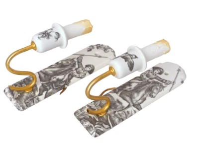 Aplique de pared francés placa porcelana de París vintage JOUY latón RARO 1950 Foto 1 de 4